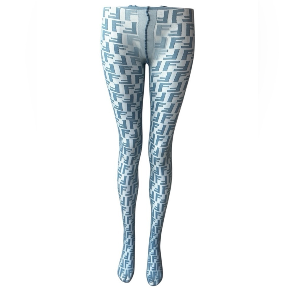 Fendi Light Blue Monogram Tights